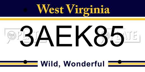 3AEK85 West Virginia License Plate