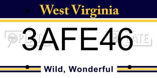 3AFE46 West Virginia License Plate