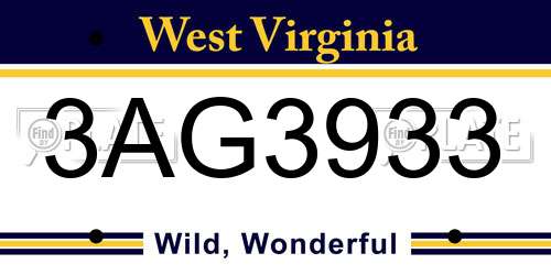 3AG3933 West Virginia License Plate