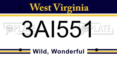 3AI551 West Virginia License Plate