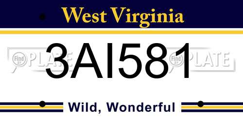 3AI581 West Virginia License Plate
