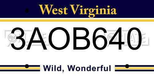 3AOB640 West Virginia License Plate