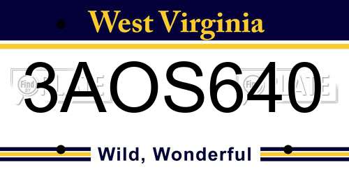3AOS640 West Virginia License Plate