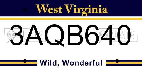3AQB640 West Virginia License Plate