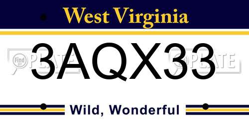 3AQX33 West Virginia License Plate