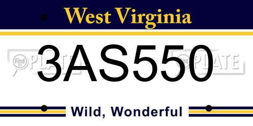 3AS550 West Virginia License Plate
