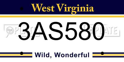 3AS580 West Virginia License Plate
