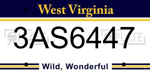 3AS6447 West Virginia License Plate