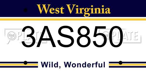 3AS850 West Virginia License Plate