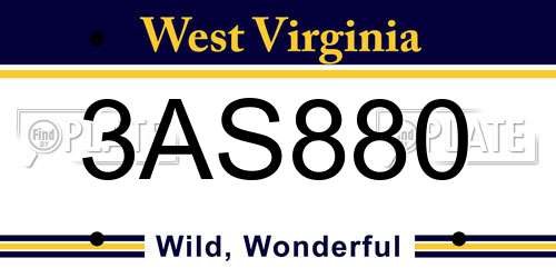 3AS880 West Virginia License Plate
