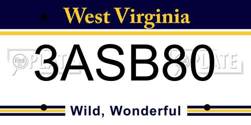 3ASB80 West Virginia License Plate
