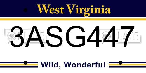 3ASG447 West Virginia License Plate