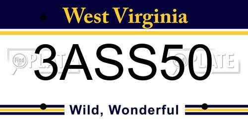 3ASS50 West Virginia License Plate