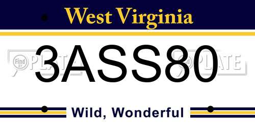 3ASS80 West Virginia License Plate
