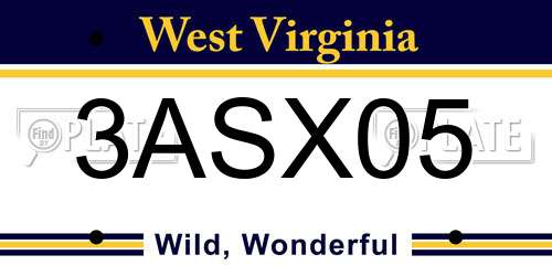3ASX05 West Virginia License Plate