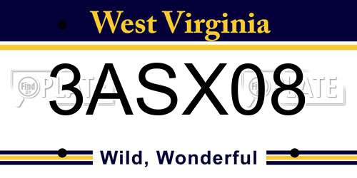 3ASX08 West Virginia License Plate