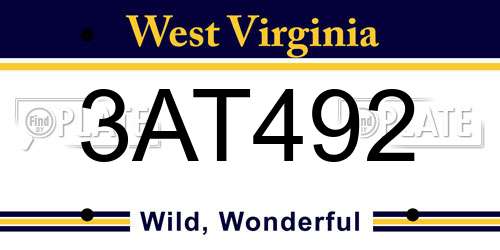 3AT492 West Virginia License Plate