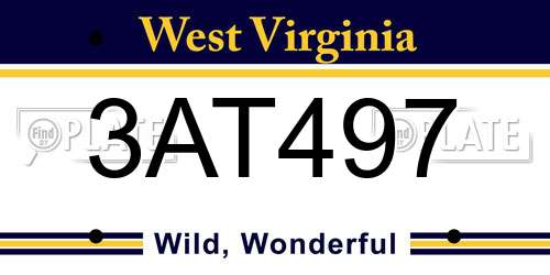 3AT497 West Virginia License Plate