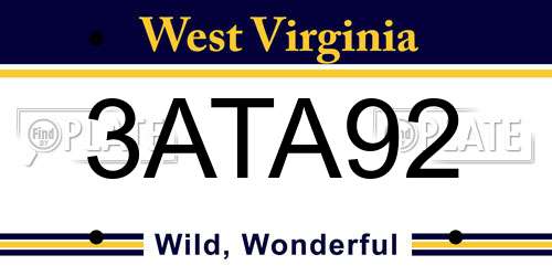 3ATA92 West Virginia License Plate