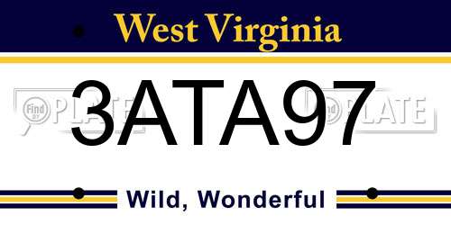 3ATA97 West Virginia License Plate