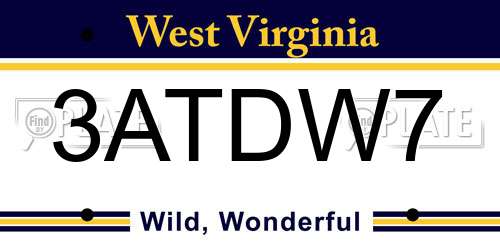 3ATDW7 West Virginia License Plate