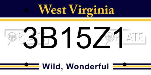 3B15Z1 West Virginia License Plate