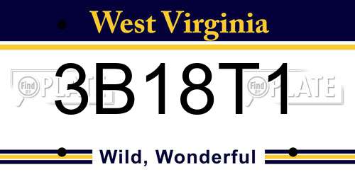 3B18T1 West Virginia License Plate
