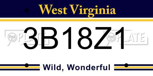 3B18Z1 West Virginia License Plate