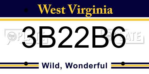 3B22B6 West Virginia License Plate