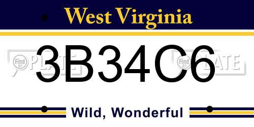 3B34C6 West Virginia License Plate