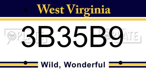 3B35B9 West Virginia License Plate