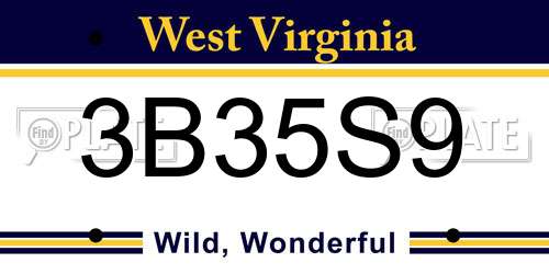3B35S9 West Virginia License Plate
