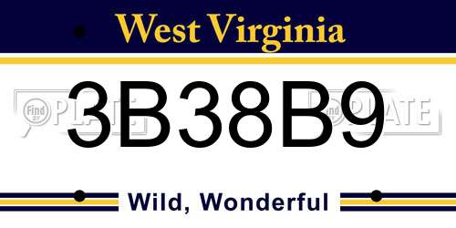 3B38B9 West Virginia License Plate