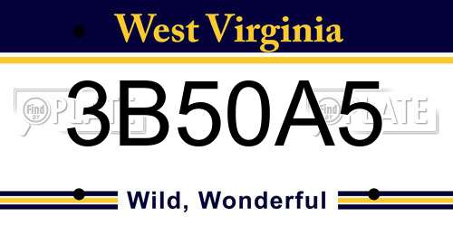 3B50A5 West Virginia License Plate