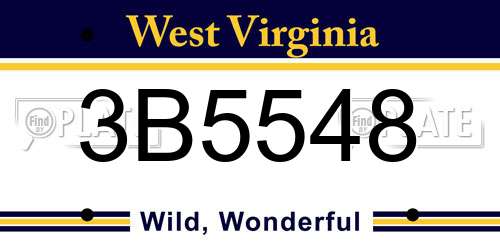 3B5548 West Virginia License Plate