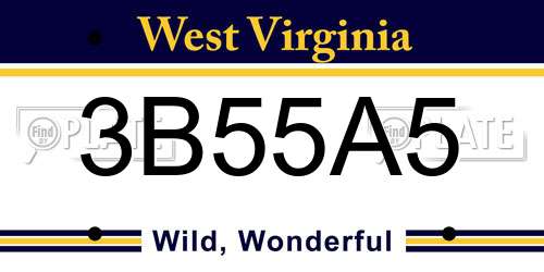 3B55A5 West Virginia License Plate