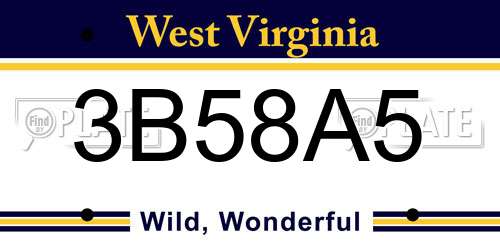 3B58A5 West Virginia License Plate