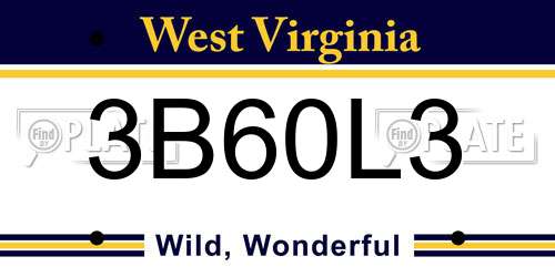 3B60L3 West Virginia License Plate