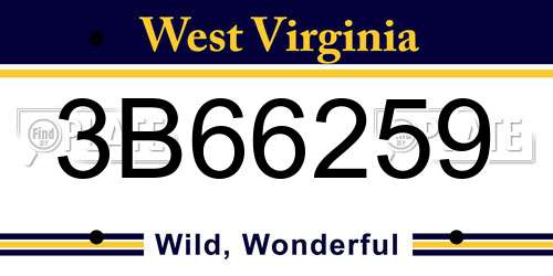 3B66259 West Virginia License Plate