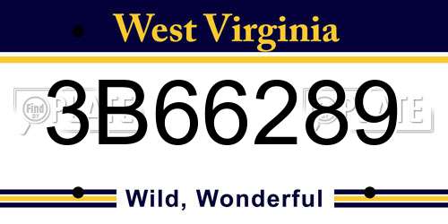 3B66289 West Virginia License Plate