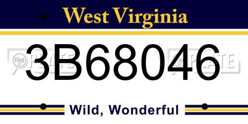 3B68046 West Virginia License Plate