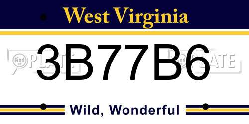 3B77B6 West Virginia License Plate