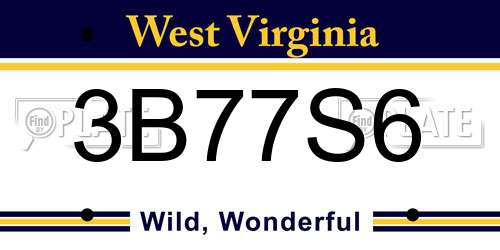 3B77S6 West Virginia License Plate