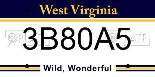3B80A5 West Virginia License Plate