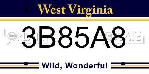 3B85A8 West Virginia License Plate