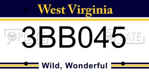 3BB045 West Virginia License Plate