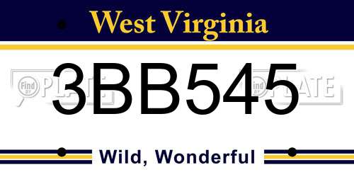 3BB545 West Virginia License Plate