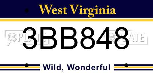 3BB848 West Virginia License Plate
