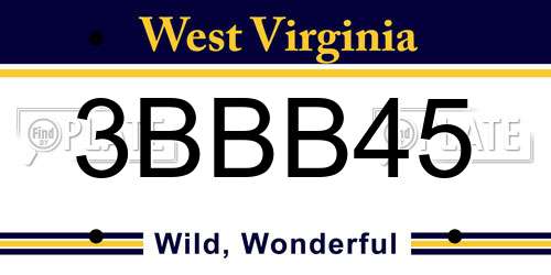 3BBB45 West Virginia License Plate
