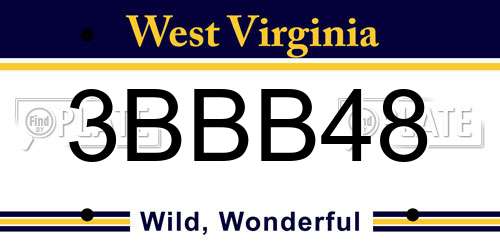3BBB48 West Virginia License Plate
